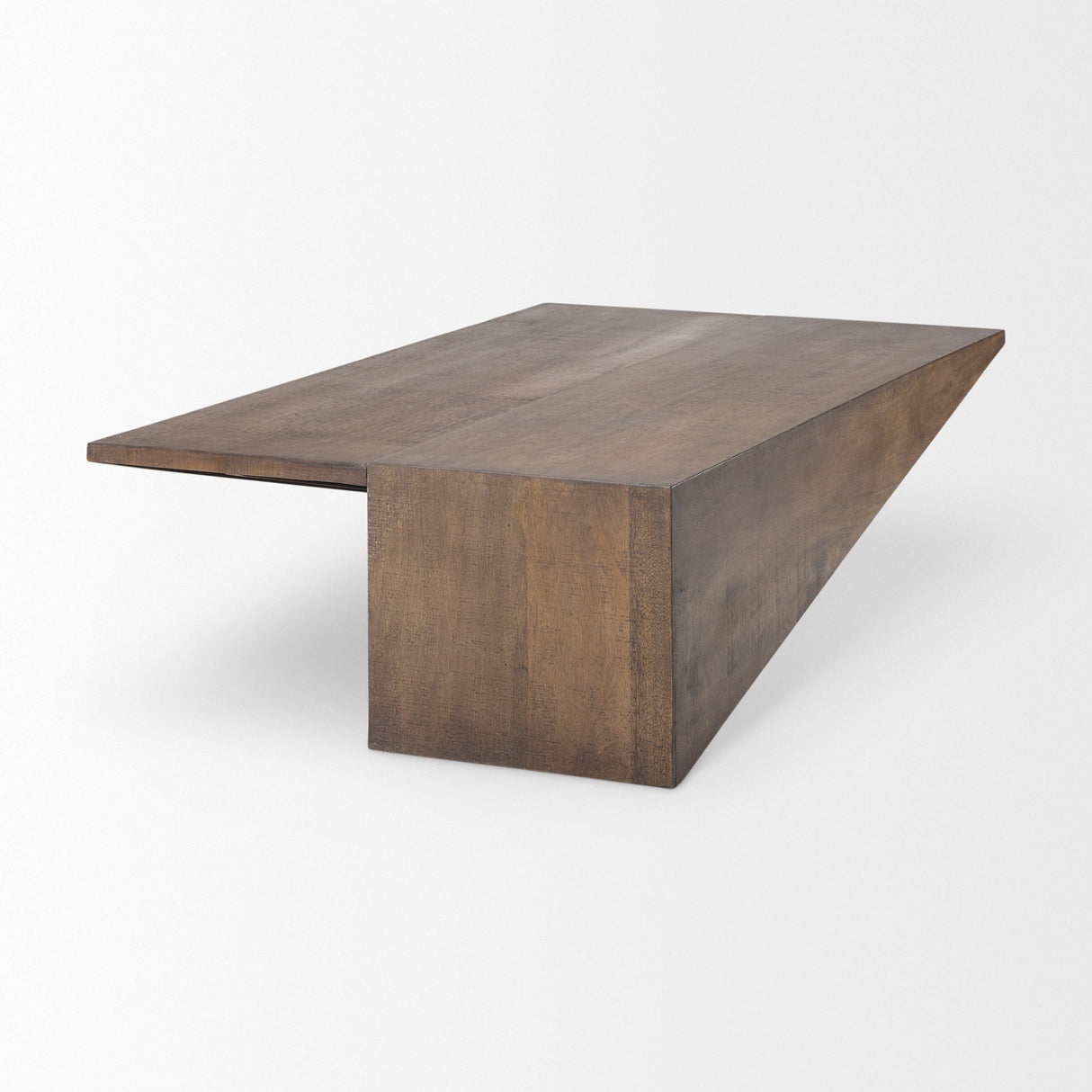 West 55L x 32W x 14H Medium Brown Wooden Angled Coffee Table by Mercana at Eve Furniture