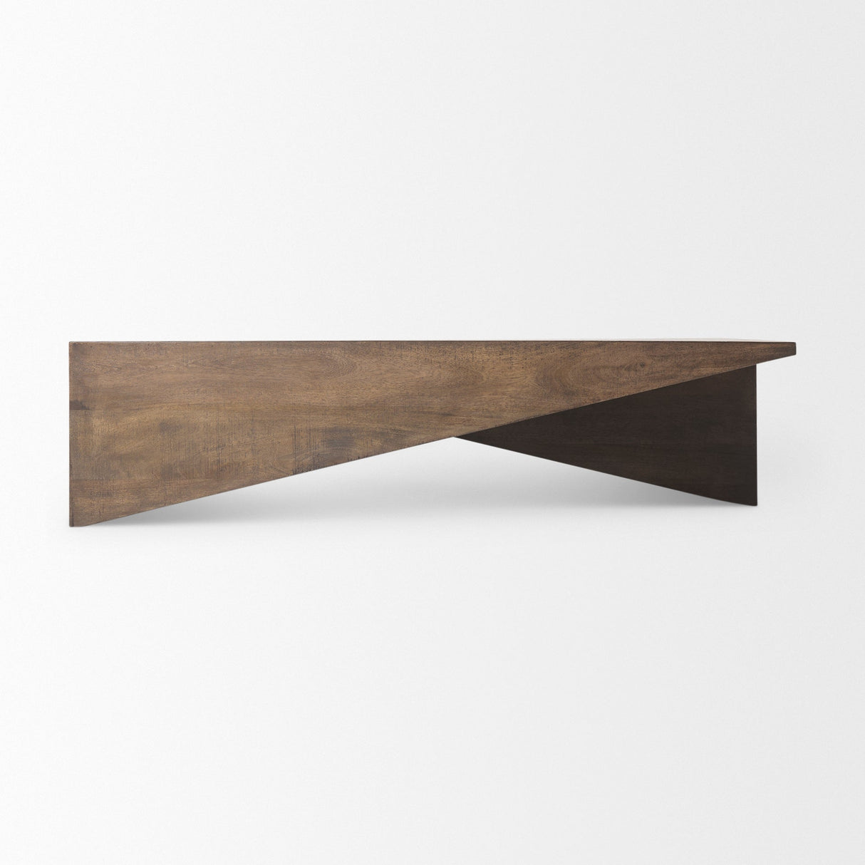 West 55L x 32W x 14H Medium Brown Wooden Angled Coffee Table by Mercana at Eve Furniture
