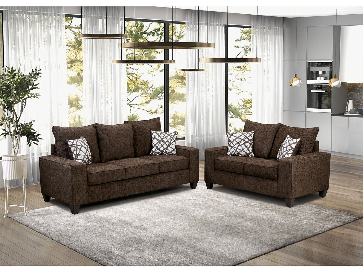 West action Chocolate Sofa & Loveseat by Furniture of America at Eve Furniture