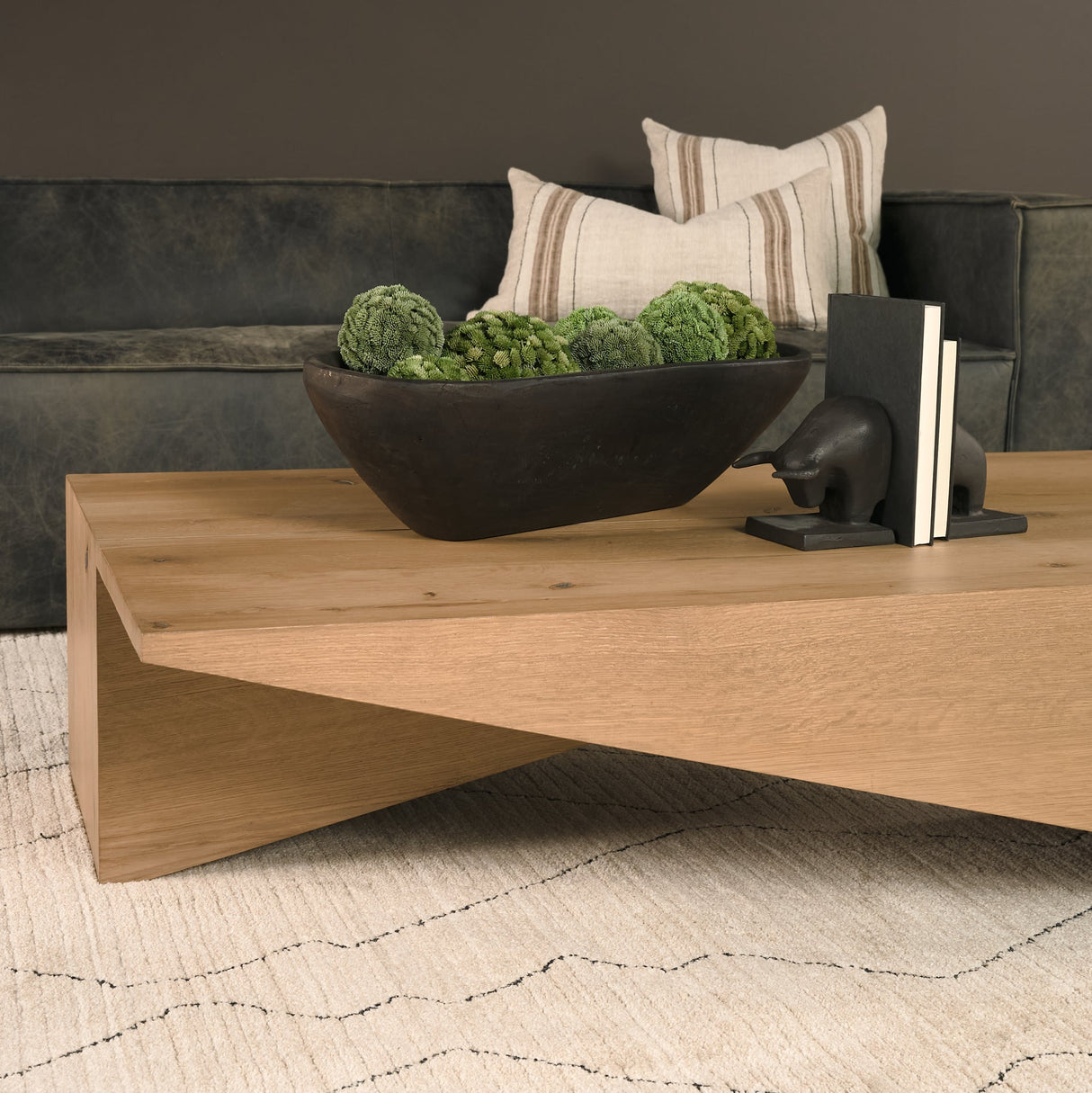 West Light Brown Oak Wood Rectangular Coffee Table by Mercana at Eve Furniture