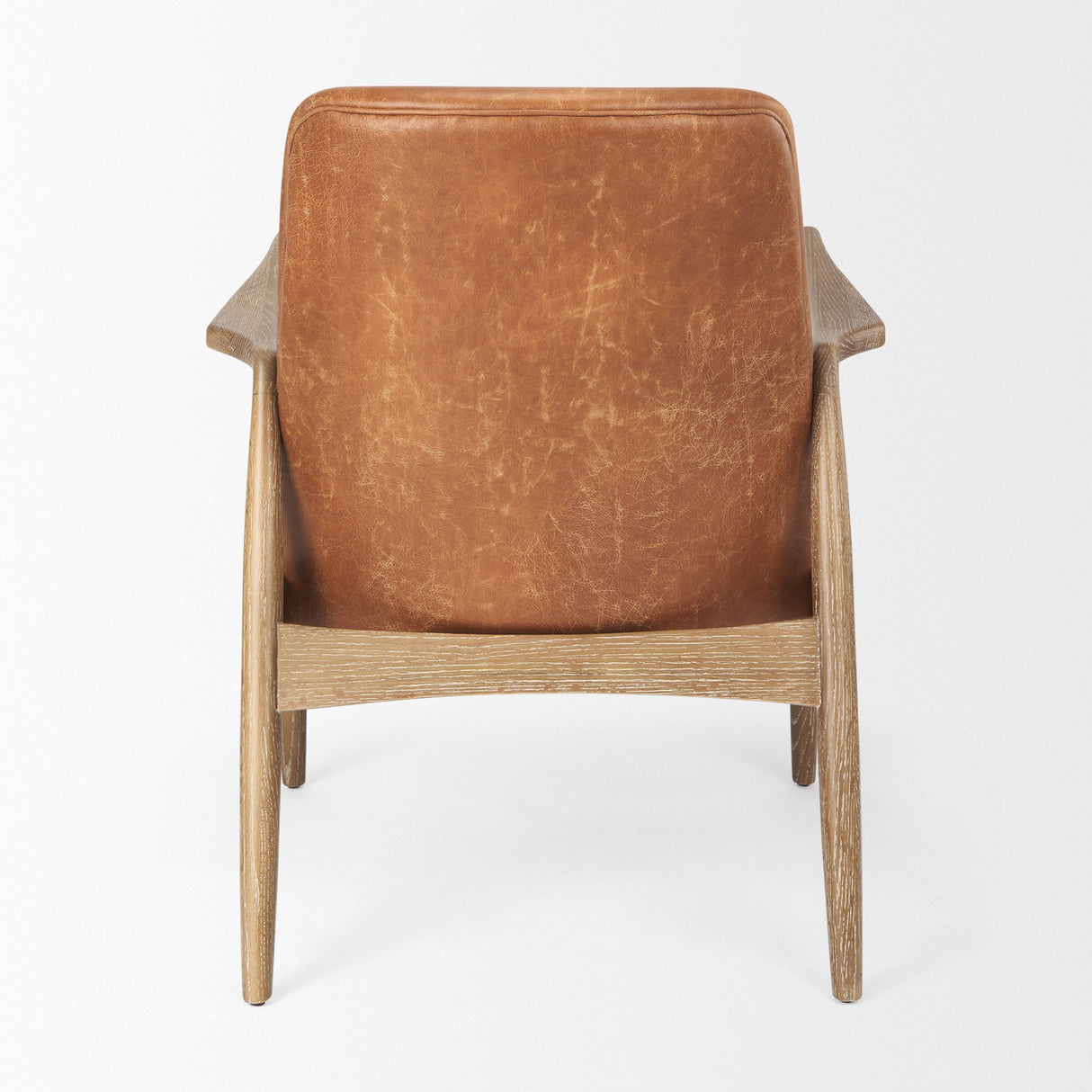 Westan Cognac Faux Leather W/Medium Brown Wood Accent Chair by Mercana at Eve Furniture