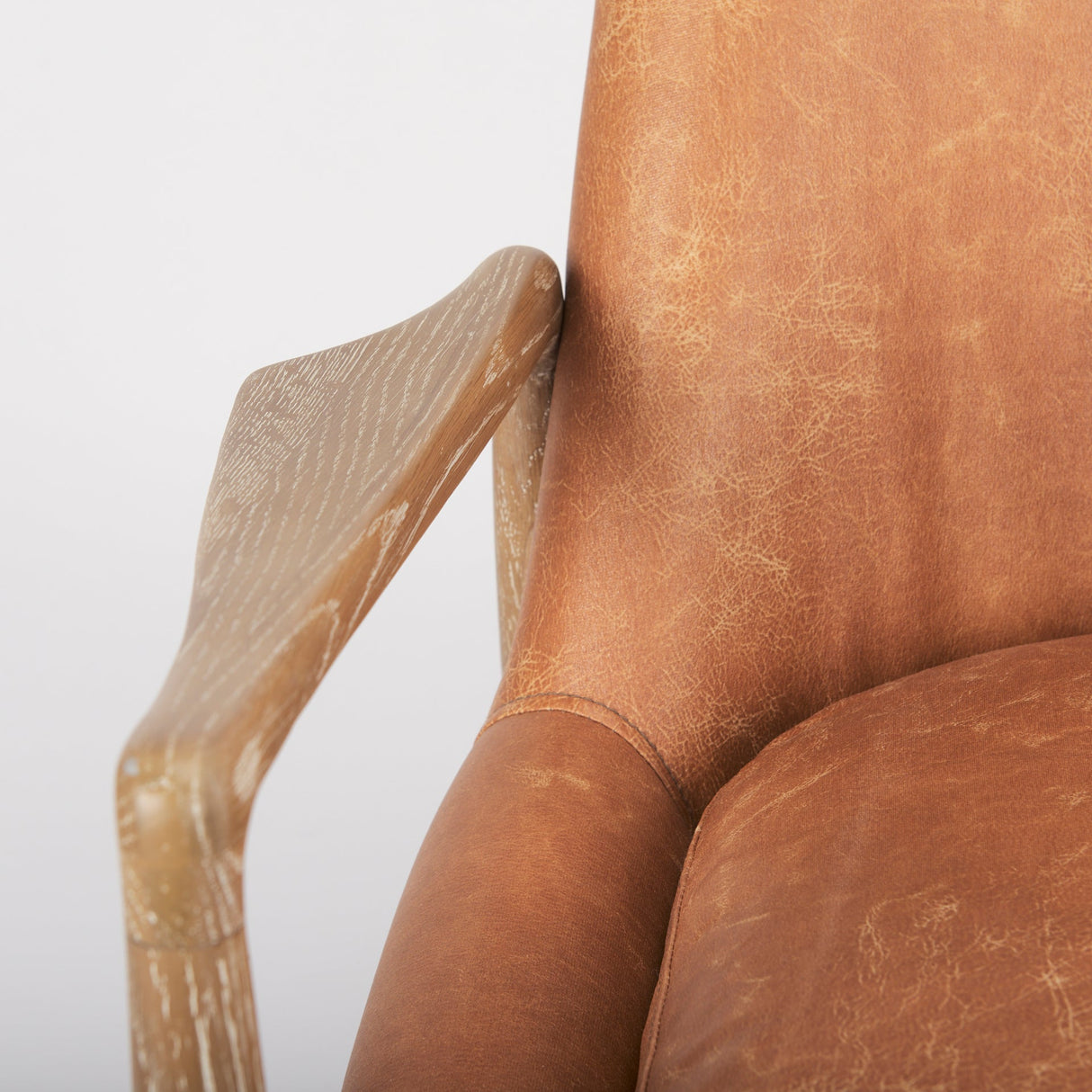 Westan Cognac Faux Leather W/Medium Brown Wood Accent Chair by Mercana at Eve Furniture
