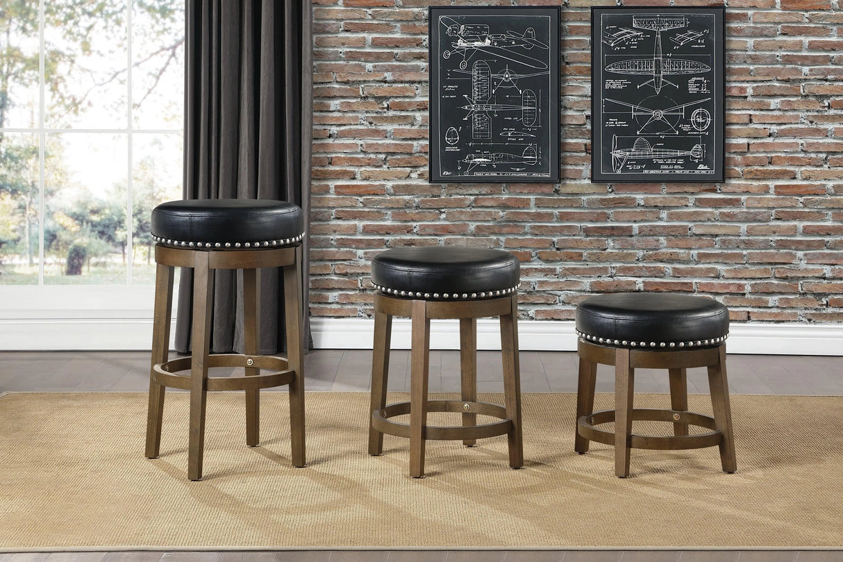 Westby Black/Brown Round Swivel Pub Height Stool, Set of 2 by Homelegance at Eve Furniture