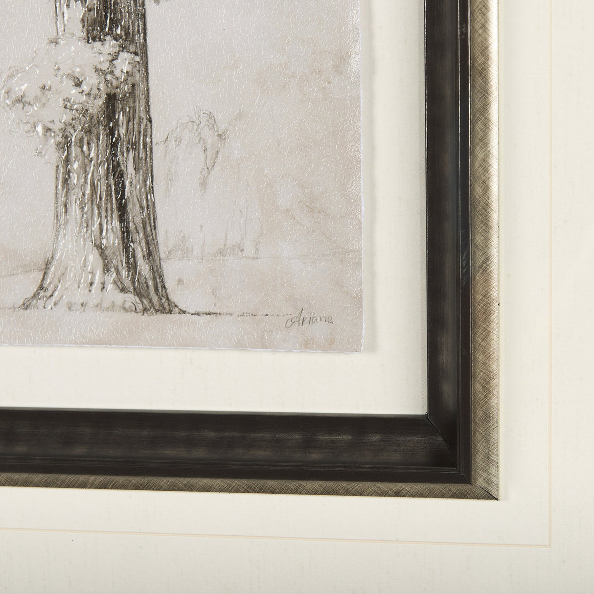 Westcoast Tree Drawing I by Mercana Studio Hand Embellished Framed Art Print Matted under Glass by Mercana at Eve Furniture