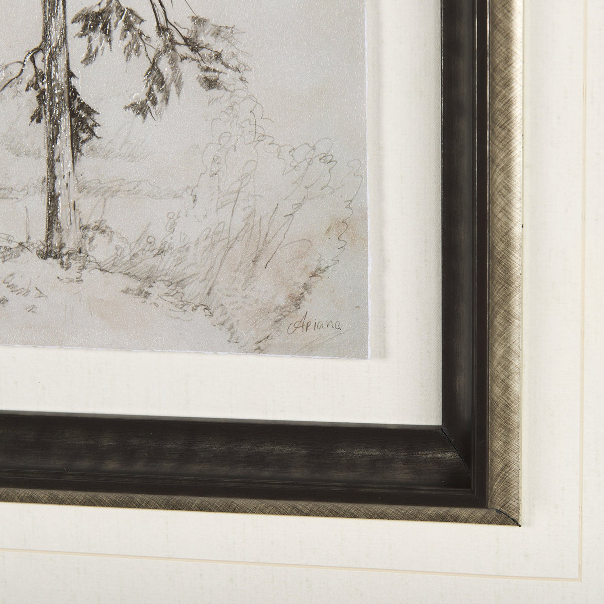 Westcoast Tree Drawing II by Mercana Studio Hand Embellished Framed Art Print Matted under Glass by Mercana at Eve Furniture