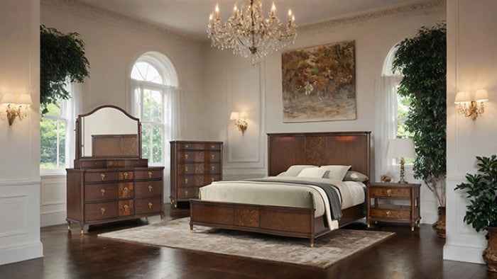 Westerham Dark Cherry 4-Piece Queen Bedroom Set by Furniture of America at Eve Furniture