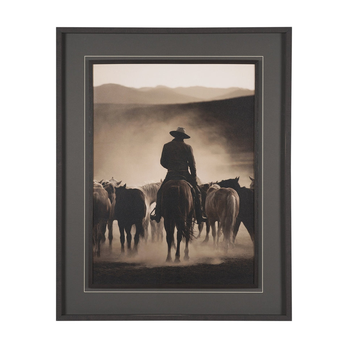 Western Horse Drive by Andreas Magnusson Textured FramedPhoto Print Matted under Glass by Mercana at Eve Furniture