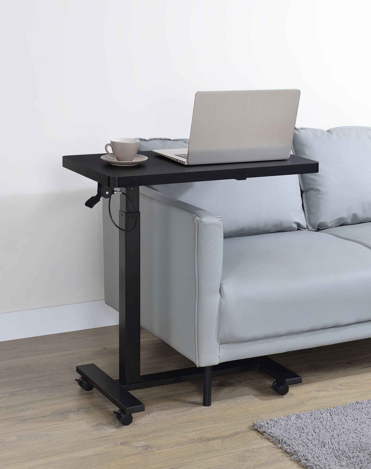 Westpark Black Pneumatic Adjustable C-Shape Side Table with Casters by Coaster at Eve Furniture
