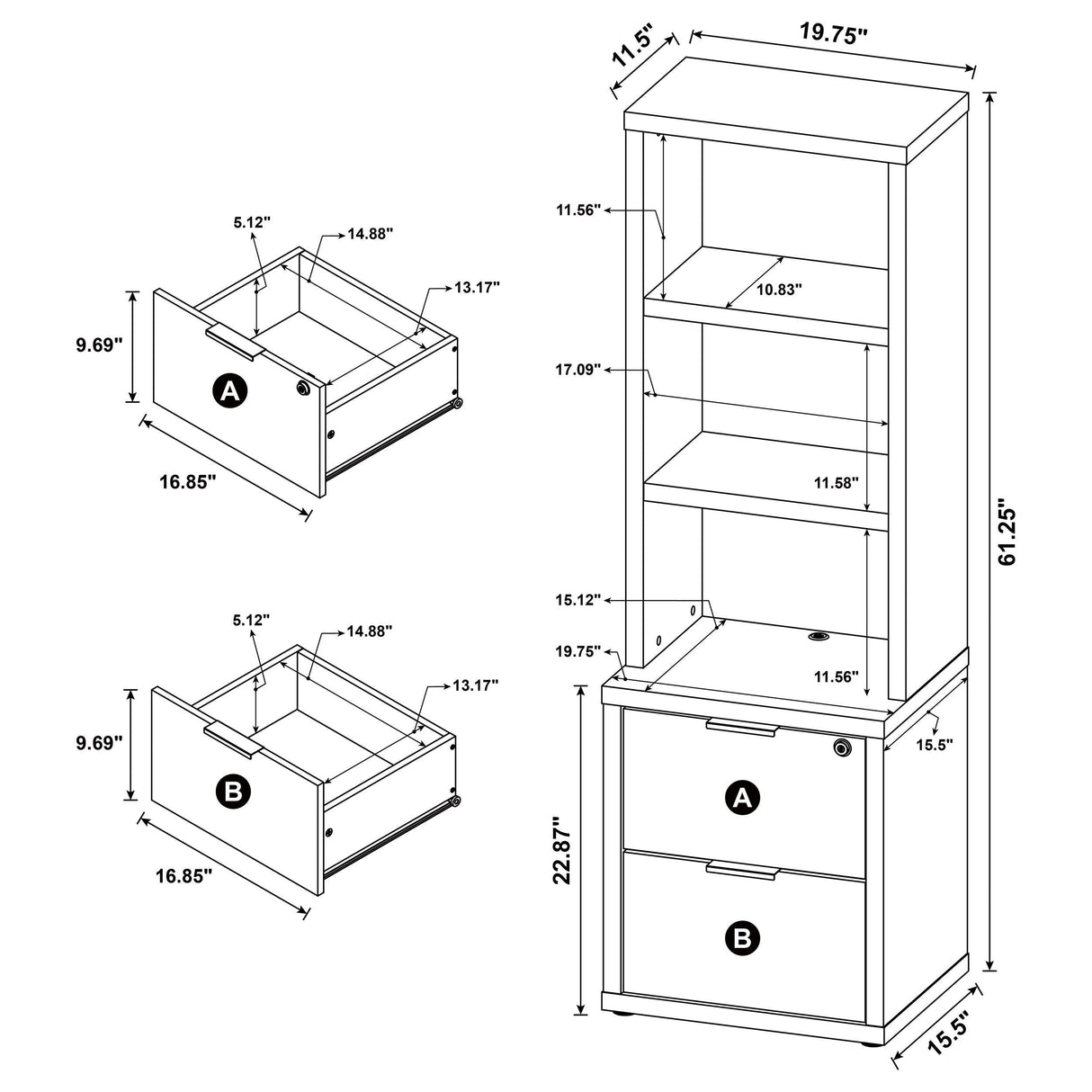 Westpark Dark Pine 3-Piece Wall Unit Bookcase Set with USB by Coaster at Eve Furniture