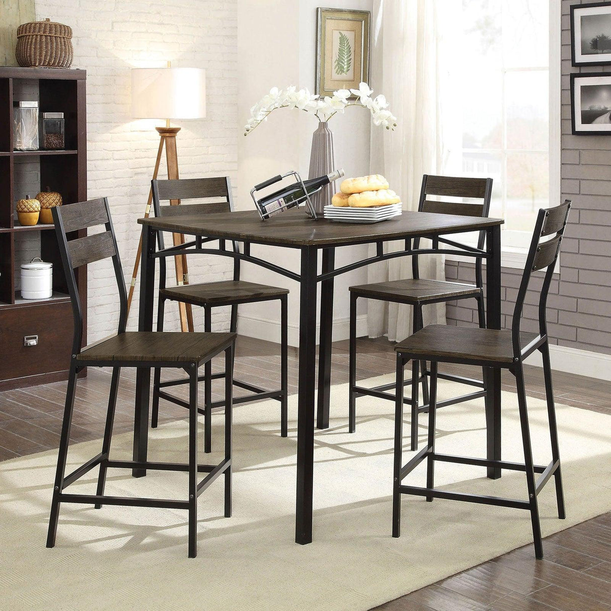 Westport Antique Brown/Black 5 Pc. Counter Ht. Table Set by Furniture of America at Eve Furniture