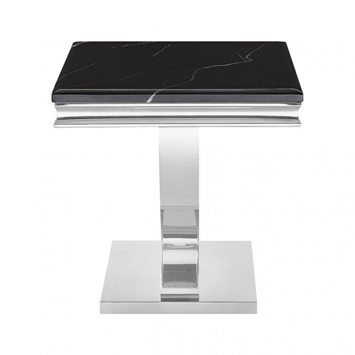 Wettingen Chrome/Black End Table by Furniture of America at Eve Furniture