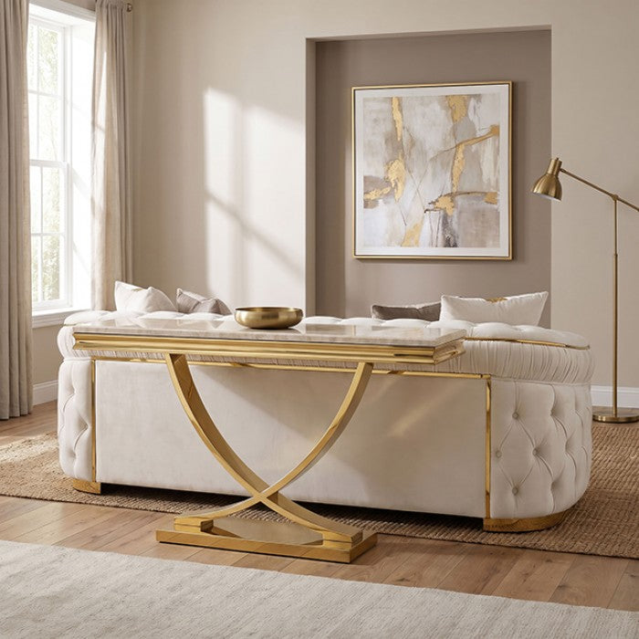 Wettingen Gold/Beige Sofa Table by Furniture of America at Eve Furniture