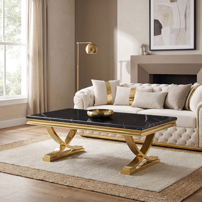 Wettingen Gold/Black Coffee Table by Furniture of America at Eve Furniture