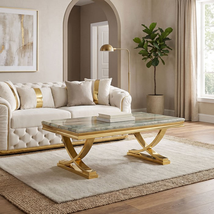 Wettingen Gold/Green Coffee Table by Furniture of America at Eve Furniture