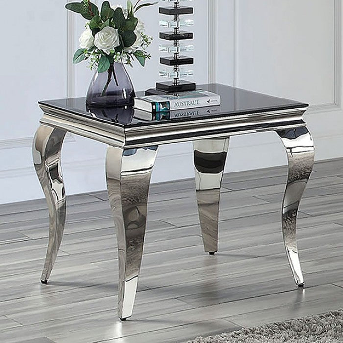 Wetzikon Black/Silver End Table by Furniture of America at Eve Furniture