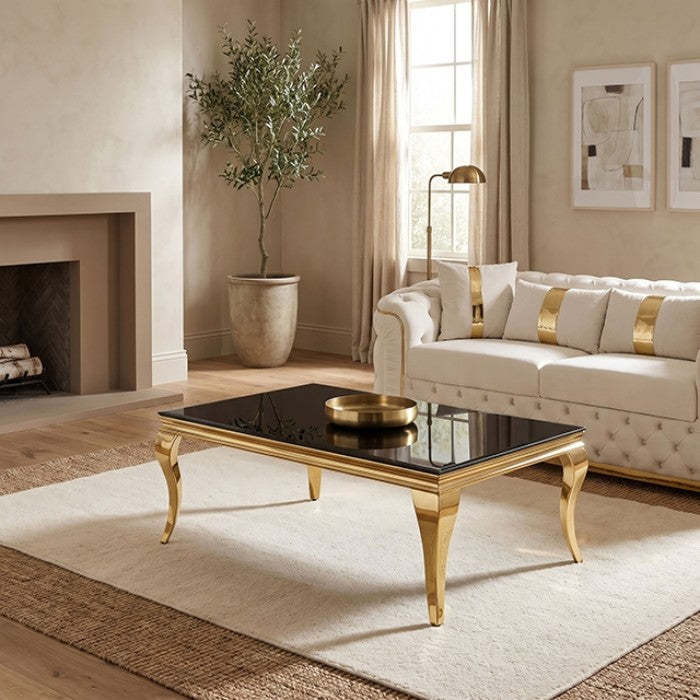 Wetzikon Gold/Black Coffe Table by Furniture of America at Eve Furniture