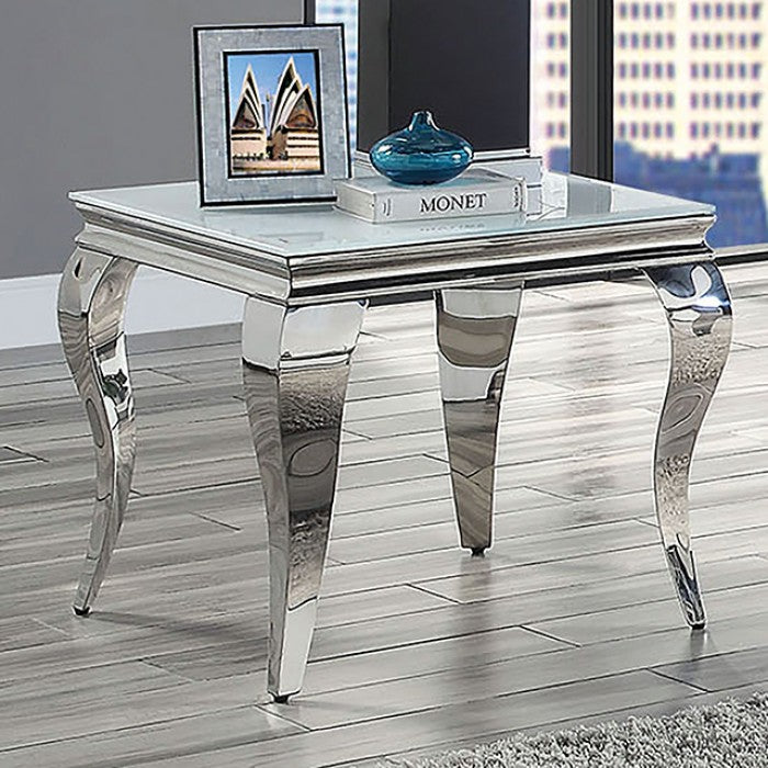 Wetzikon White/Silver End Table by Furniture of America at Eve Furniture