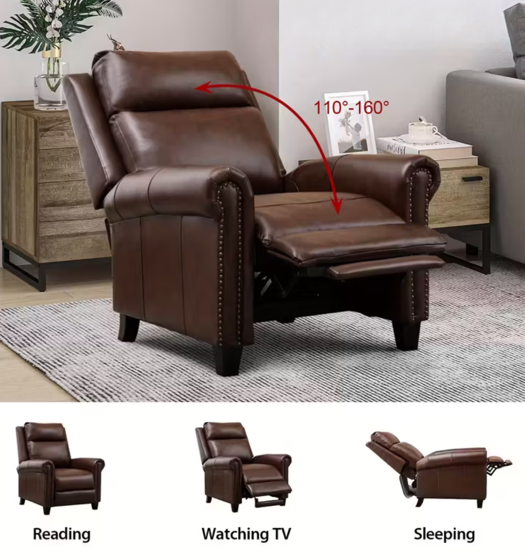 Trinity Brown Push Back Recliner Chair