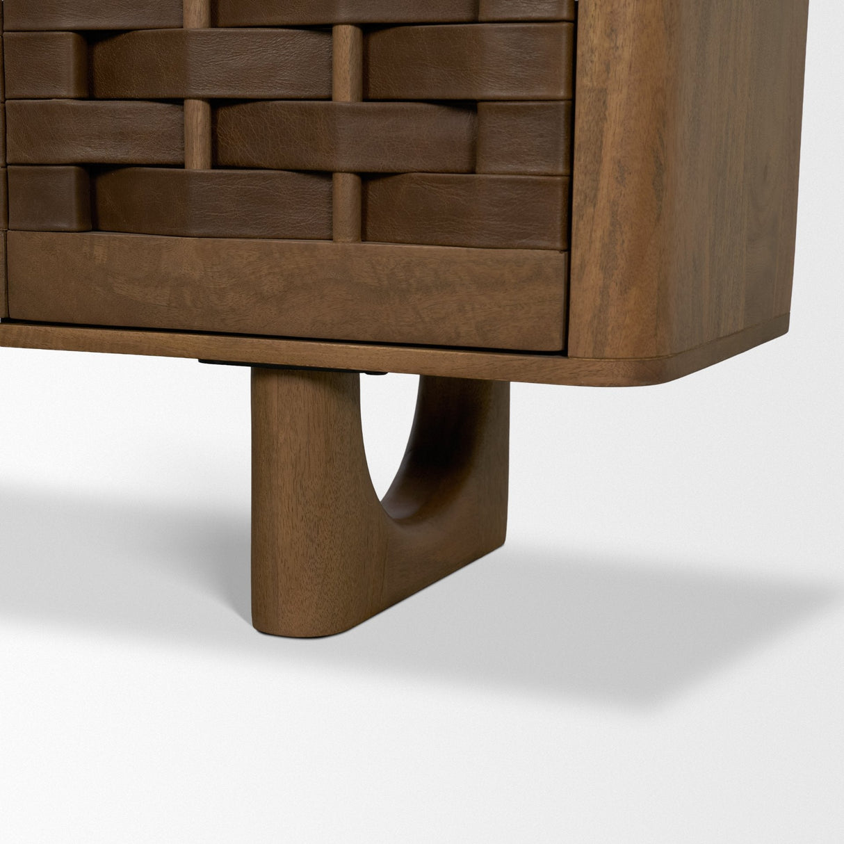 Wexlan Solid Wood w/ Leather Weave 4 Door Closed Sideboard by Mercana at Eve Furniture