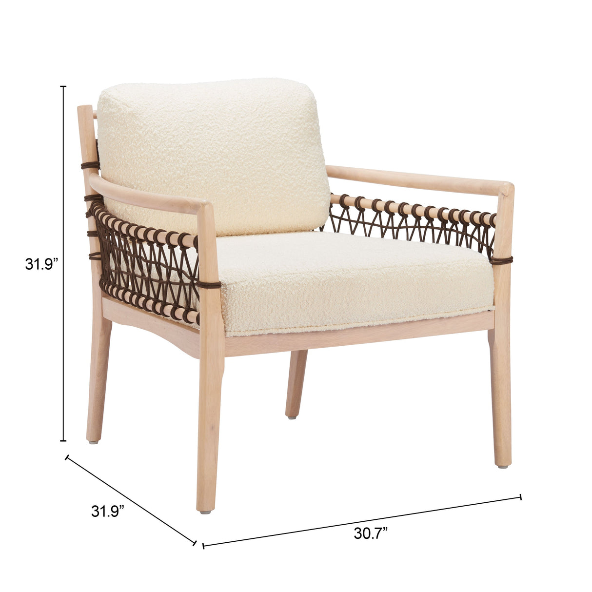 Wezly Ivory Accent Chair by Zuomod at Eve Furniture