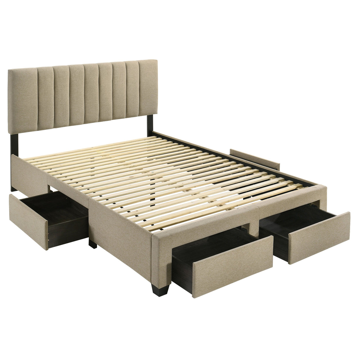 Wheatland Light Brown 4-drawer Upholstered Queen Storage Bed by Coaster at Eve Furniture