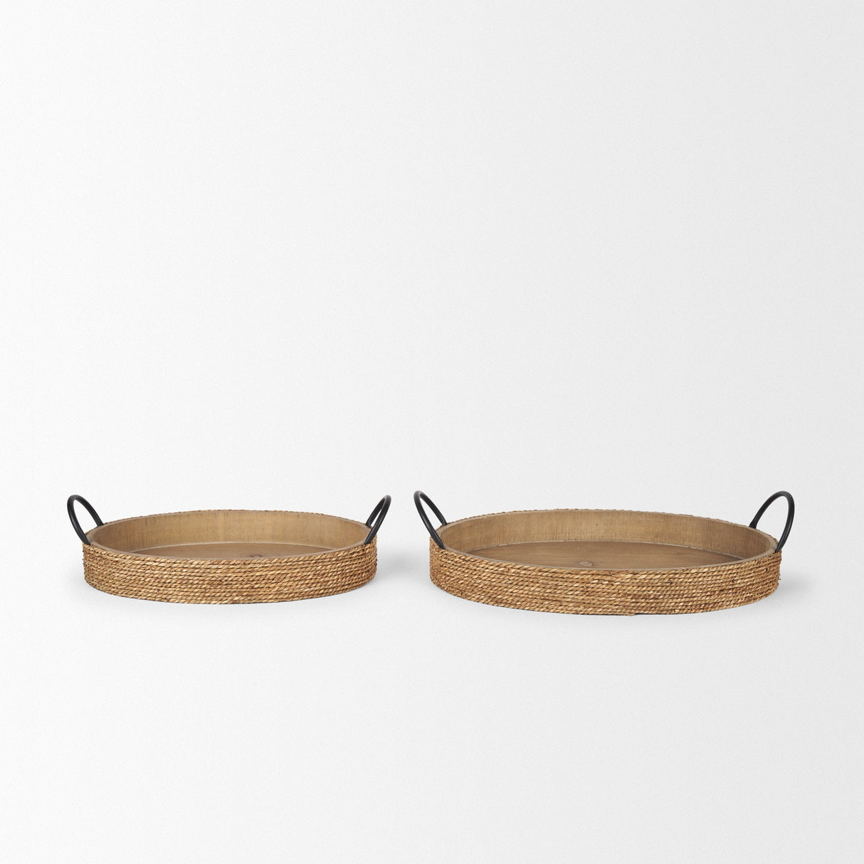 Wheaton Light Brown Wood w/ Natural Jute Serving Trays by Mercana at Eve Furniture