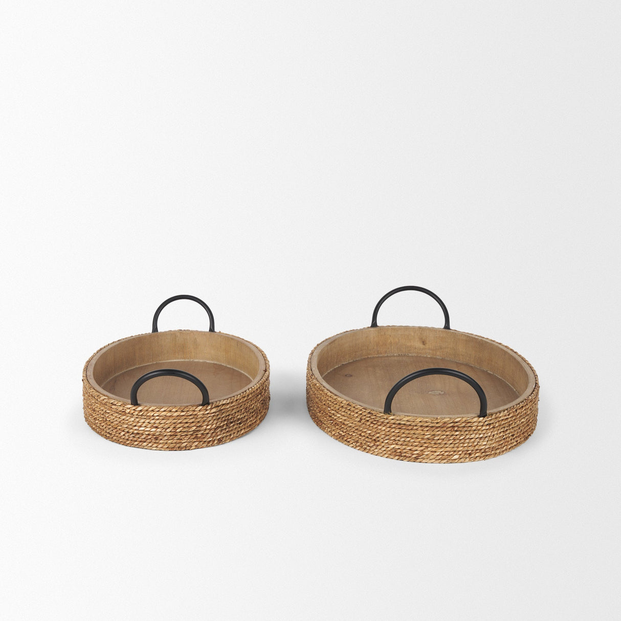 Wheaton Light Brown Wood w/ Natural Jute Serving Trays by Mercana at Eve Furniture