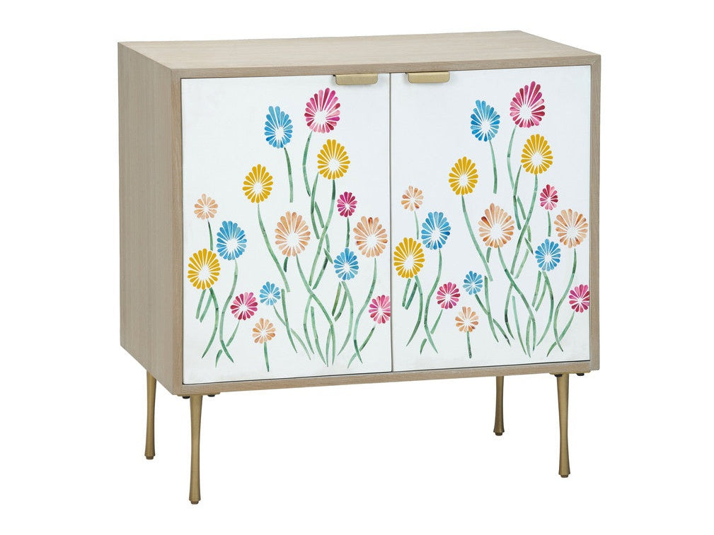 Whimsy Tan/White Two-Door Cabinet by Crestview at Eve Furniture