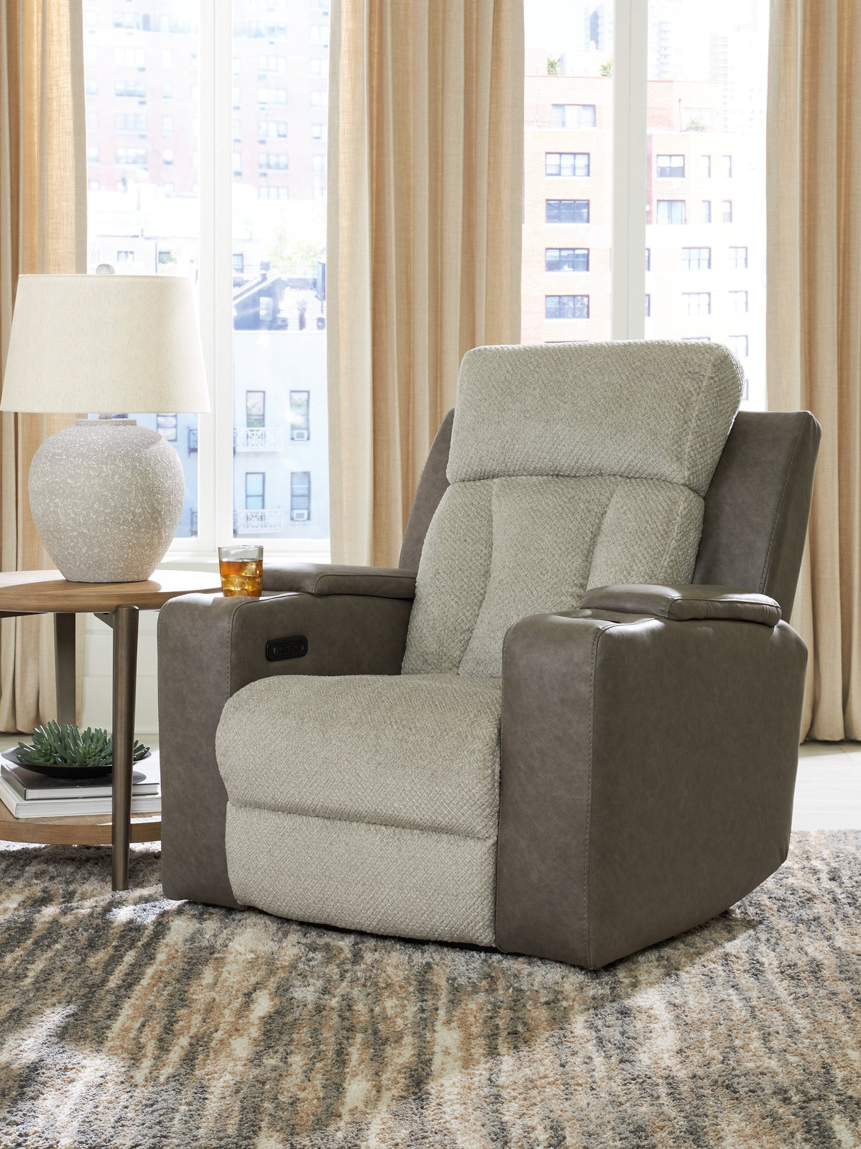 WhipLash Sisal Power Recliner by Ashley at Eve Furniture