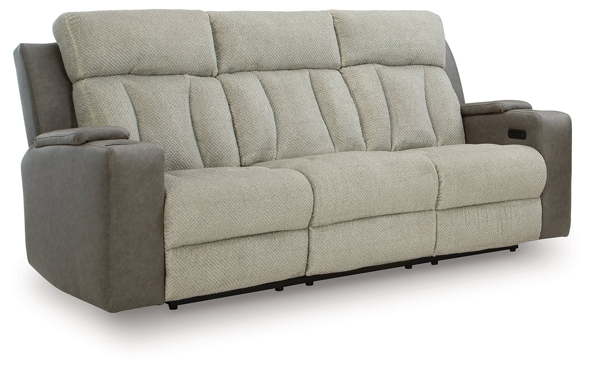 WhipLash Sisal Power Reclining Sofa by Ashley at Eve Furniture