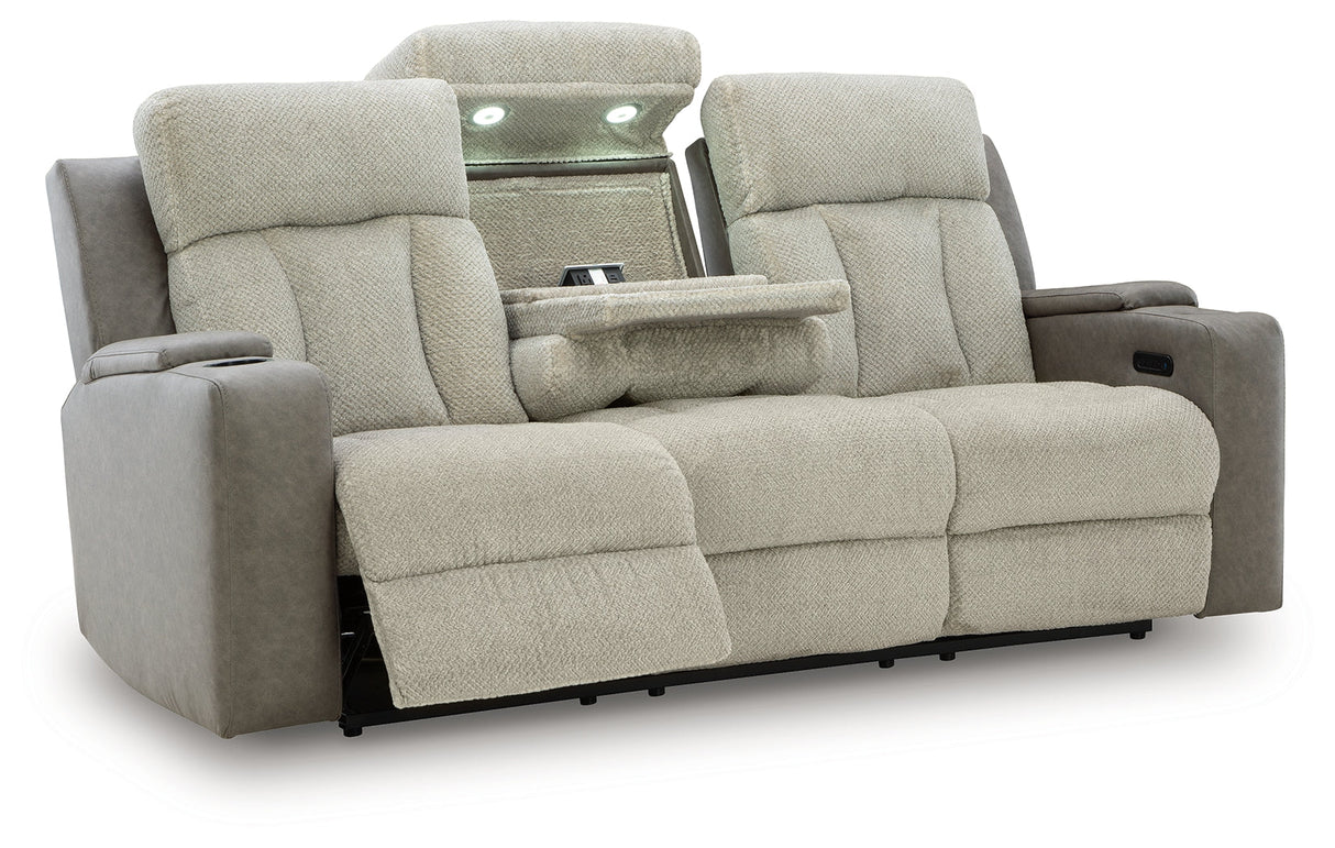 WhipLash Sisal Power Reclining Sofa by Ashley at Eve Furniture