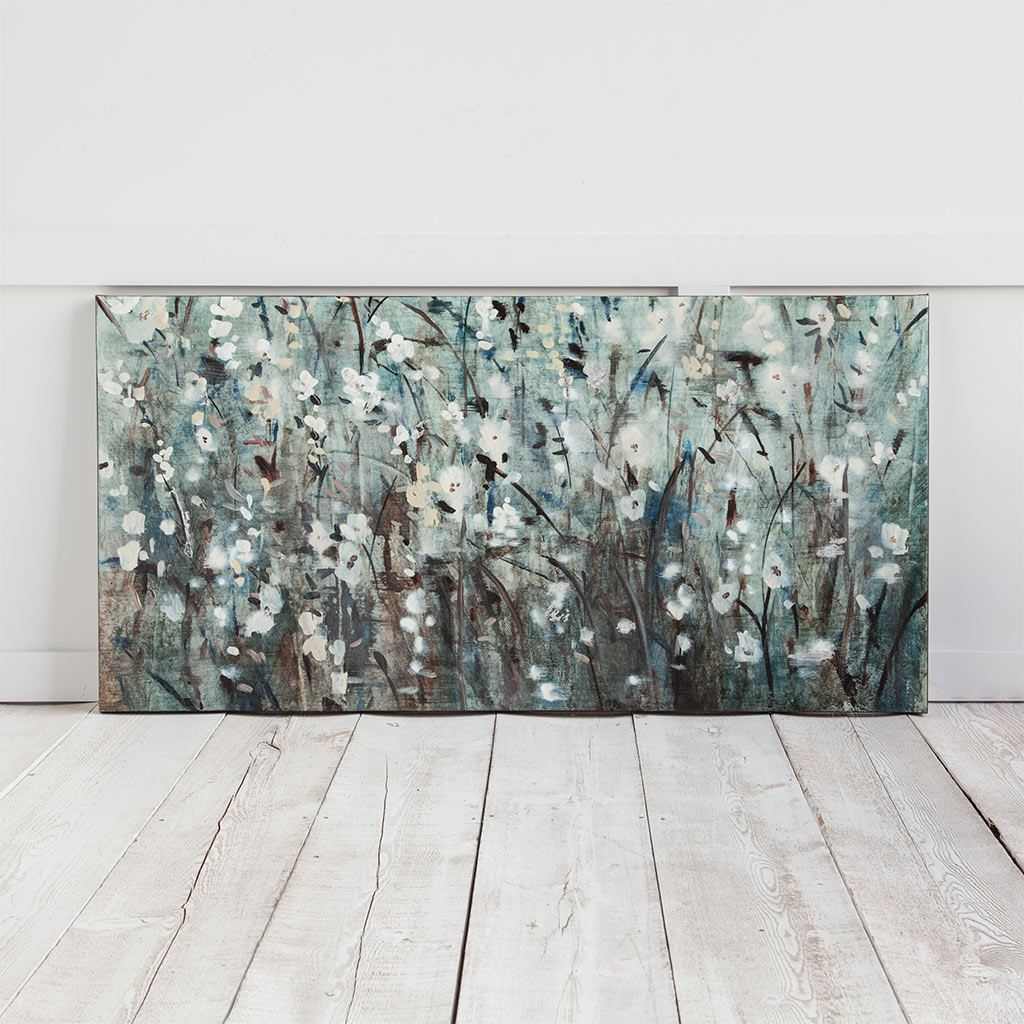 White Blooms with Navy II (MC) by Mercana Studio a Hand Embellished Textured Canvas by Mercana at Eve Furniture