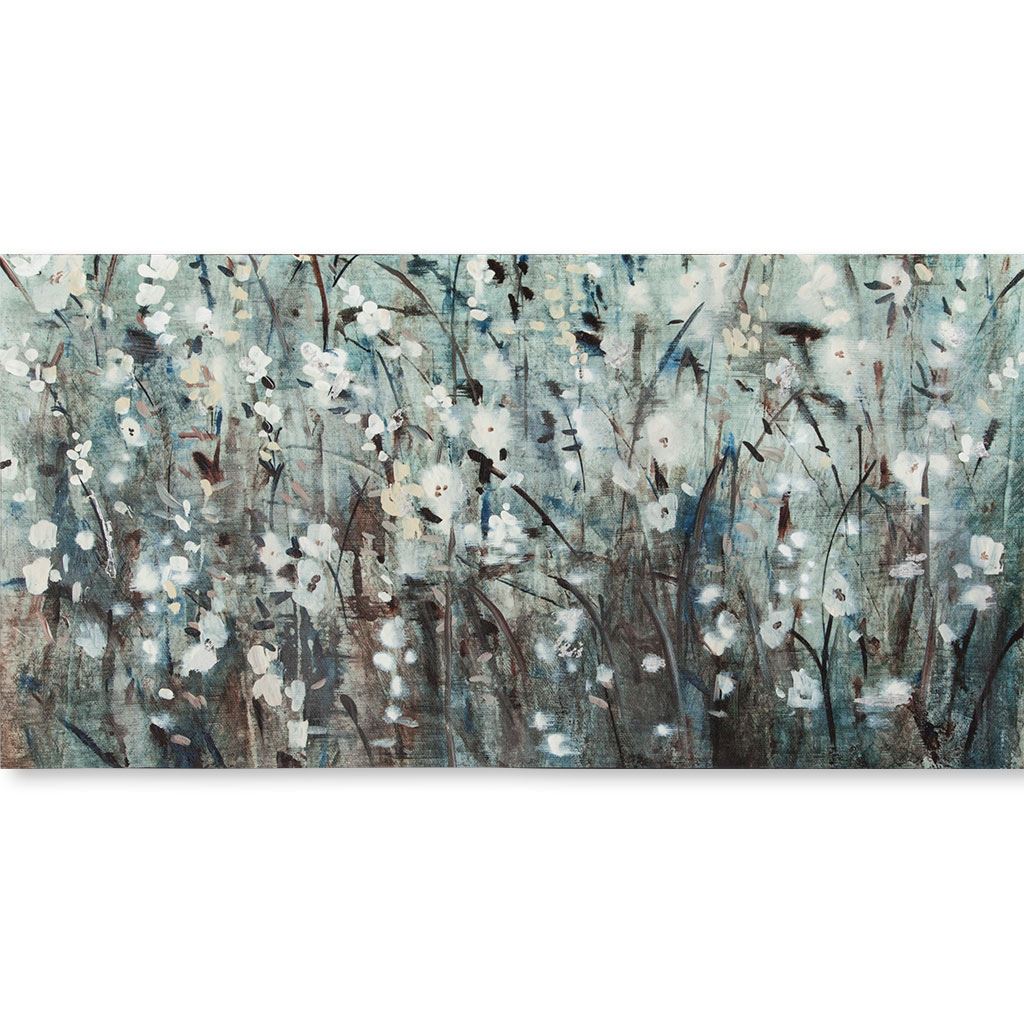 White Blooms with Navy II (MC) by Mercana Studio a Hand Embellished Textured Canvas by Mercana at Eve Furniture