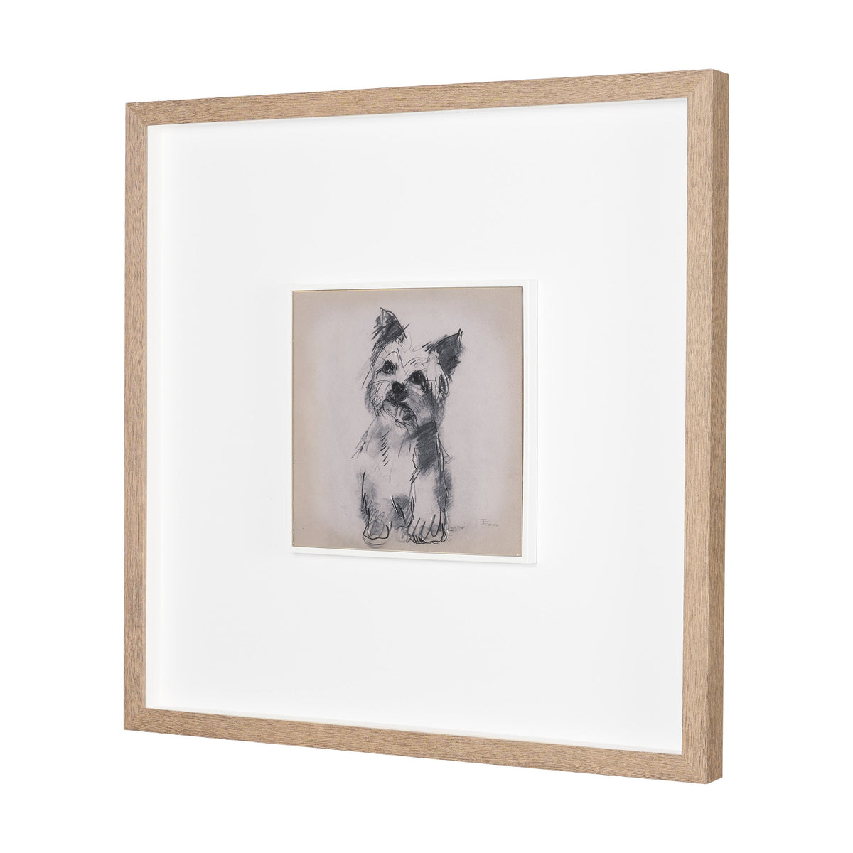 White Scottie by Mercana Studio Hand-Embellished Framed Artwork Matted under Glass by Mercana at Eve Furniture