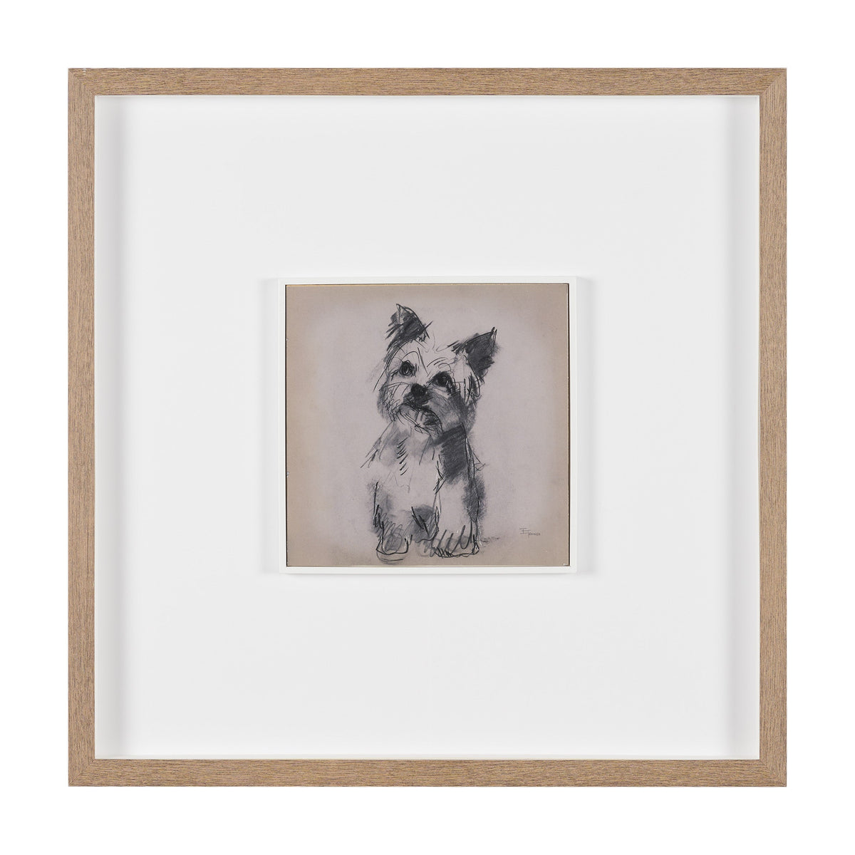 White Scottie by Mercana Studio Hand-Embellished Framed Artwork Matted under Glass by Mercana at Eve Furniture