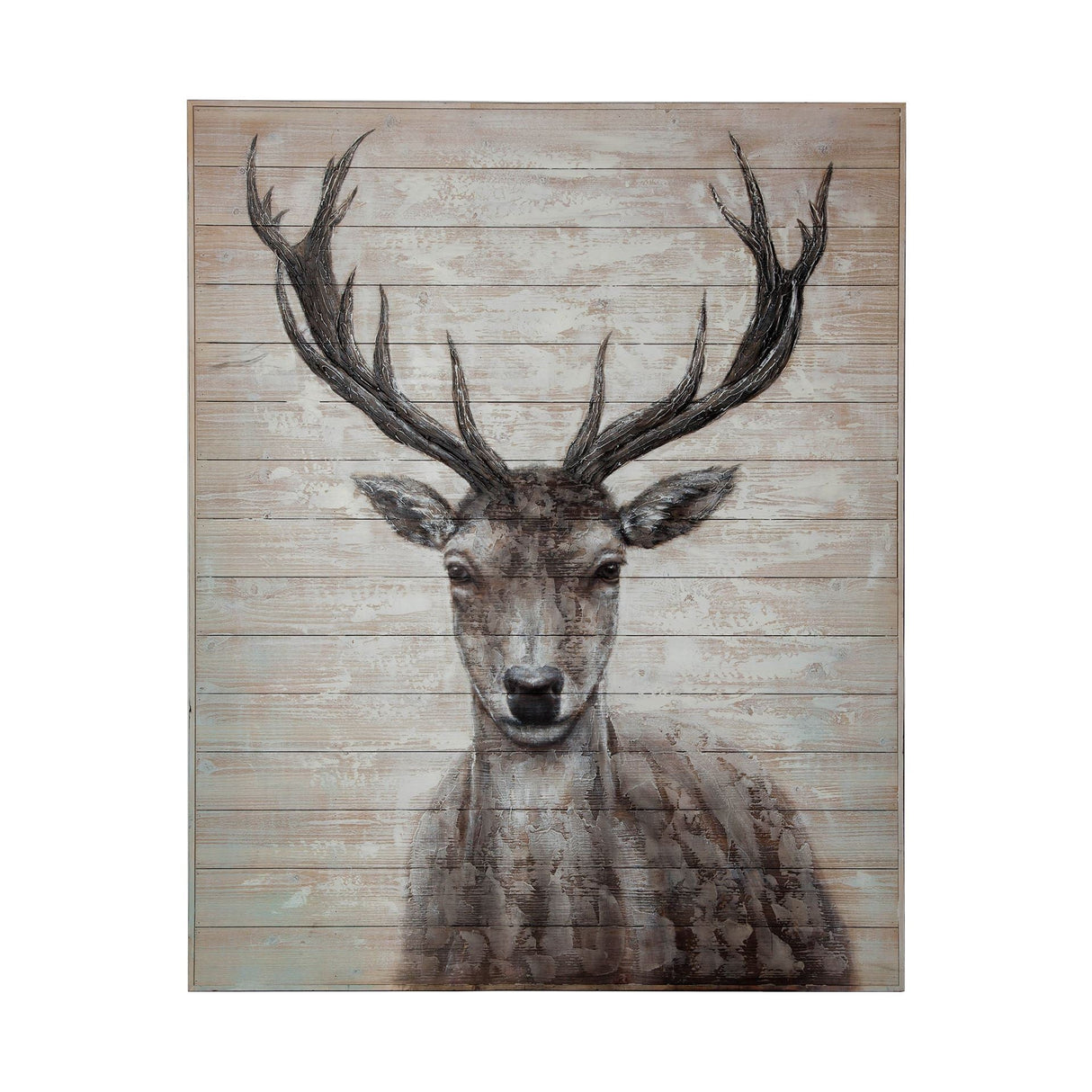 White Tail II Deer Original Hand Painted on Wood Oil Painting by Mercana at Eve Furniture