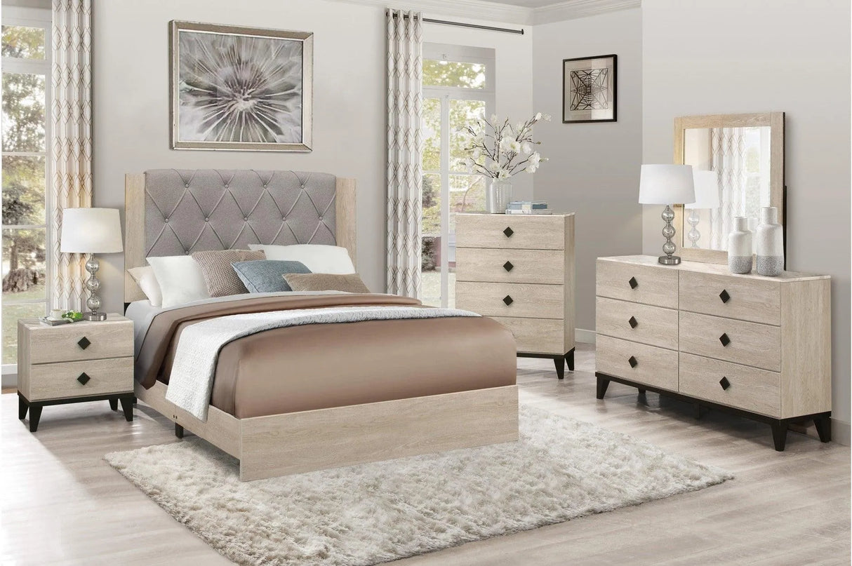 Whiting Natural Queen Upholstered Panel Bed by Homelegance at Eve Furniture