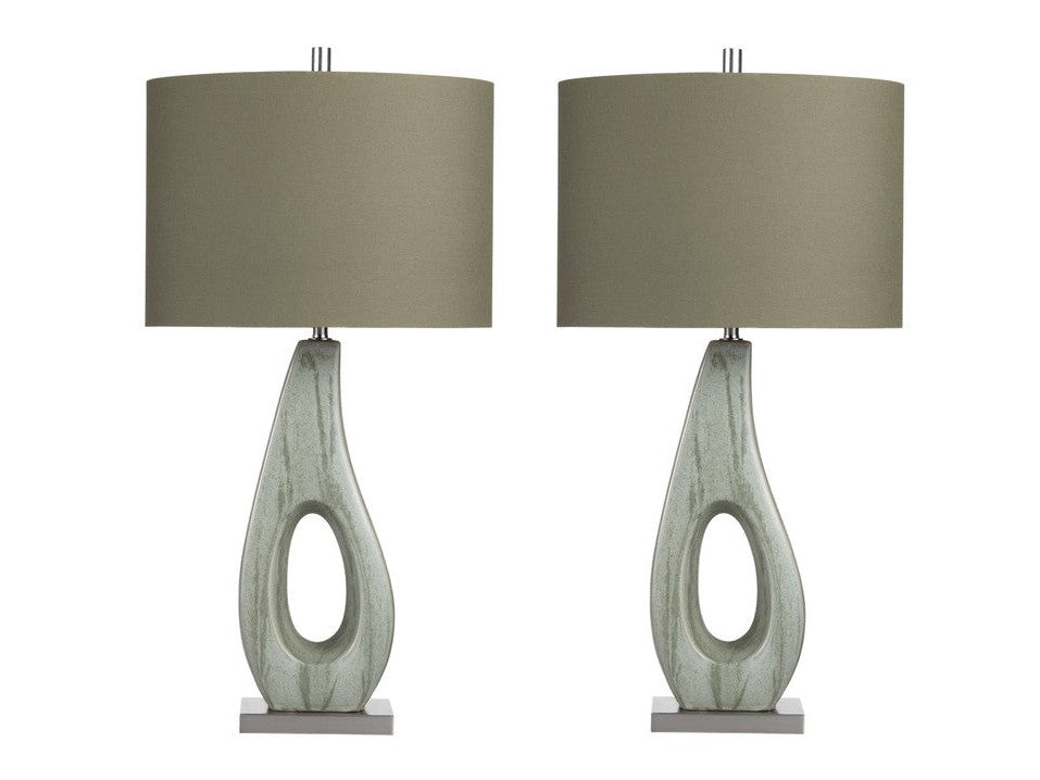 Whitmore Green/Nickel Table Lamp (Set of 2) by Crestview at Eve Furniture