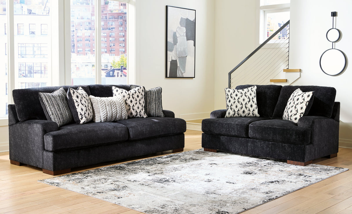 Whitmore Manor Black Pearl Sofa and Loveseat by Ashley at Eve Furniture