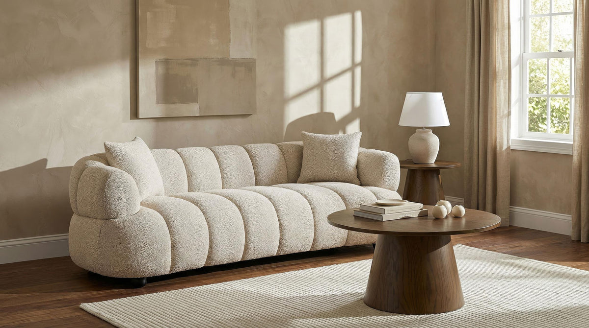 Whitney Pebble Channel Tufted Boucle Upholstered Living Room Set by Coaster at Eve Furniture