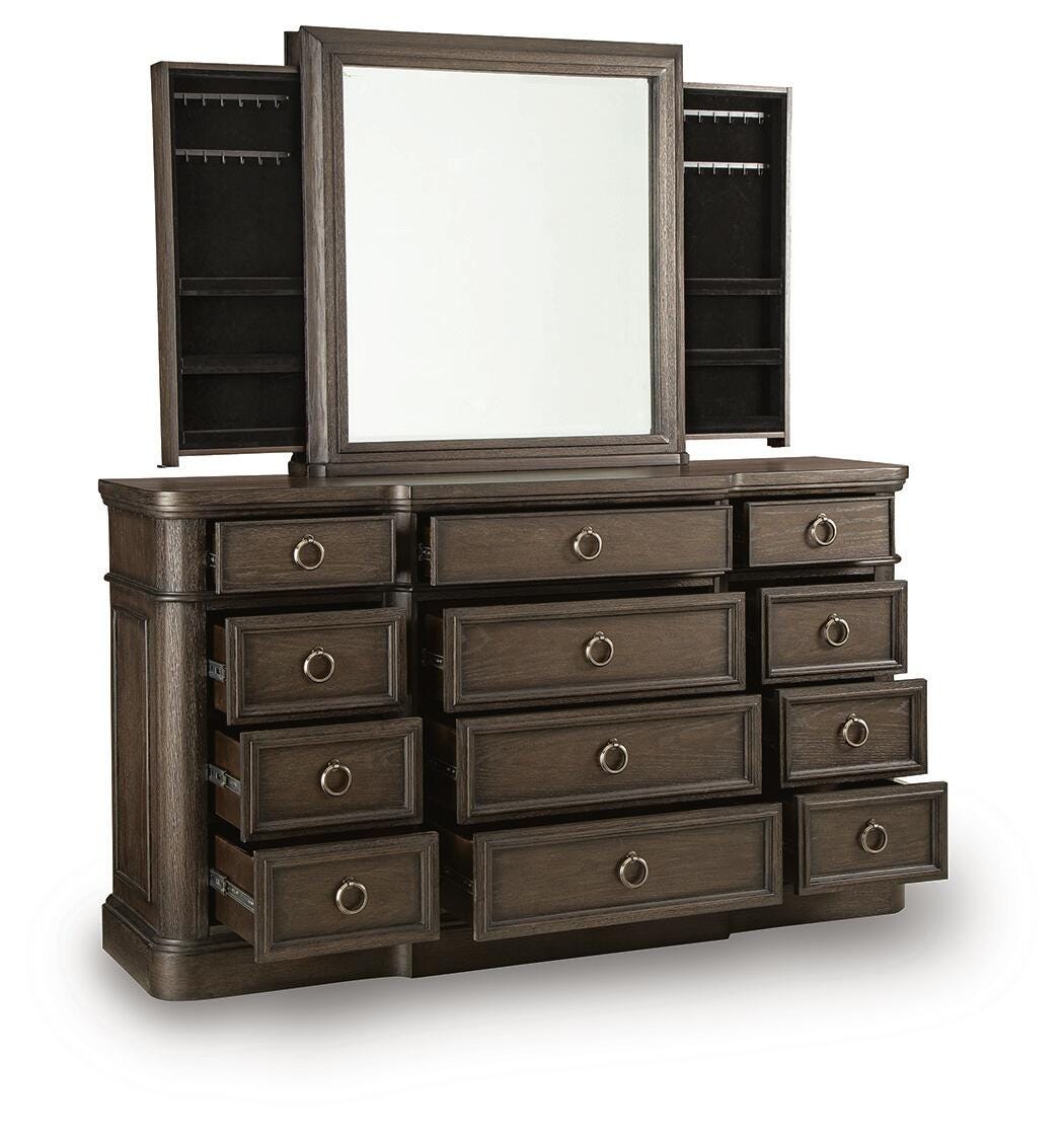 Wickenger Dark Brown Dresser and Mirror by Ashley at Eve Furniture