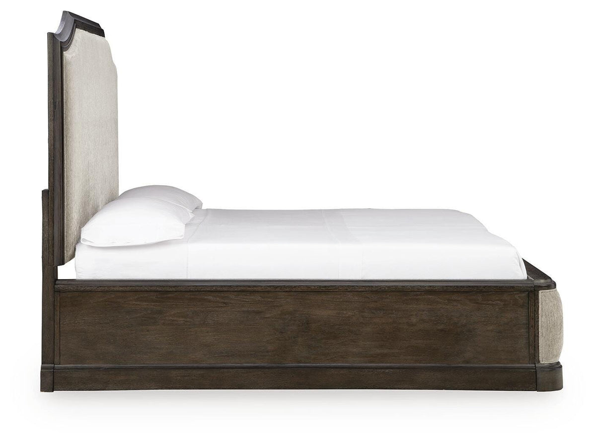 Wickenger Dark Brown Queen Upholstered Panel Bed by Ashley at Eve Furniture