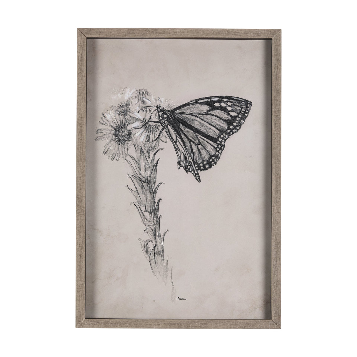 Wild Aster Monarch Butterfly III Mercana Studio Hand Embellished Framed Art Print Matted under Glass by Mercana at Eve Furniture