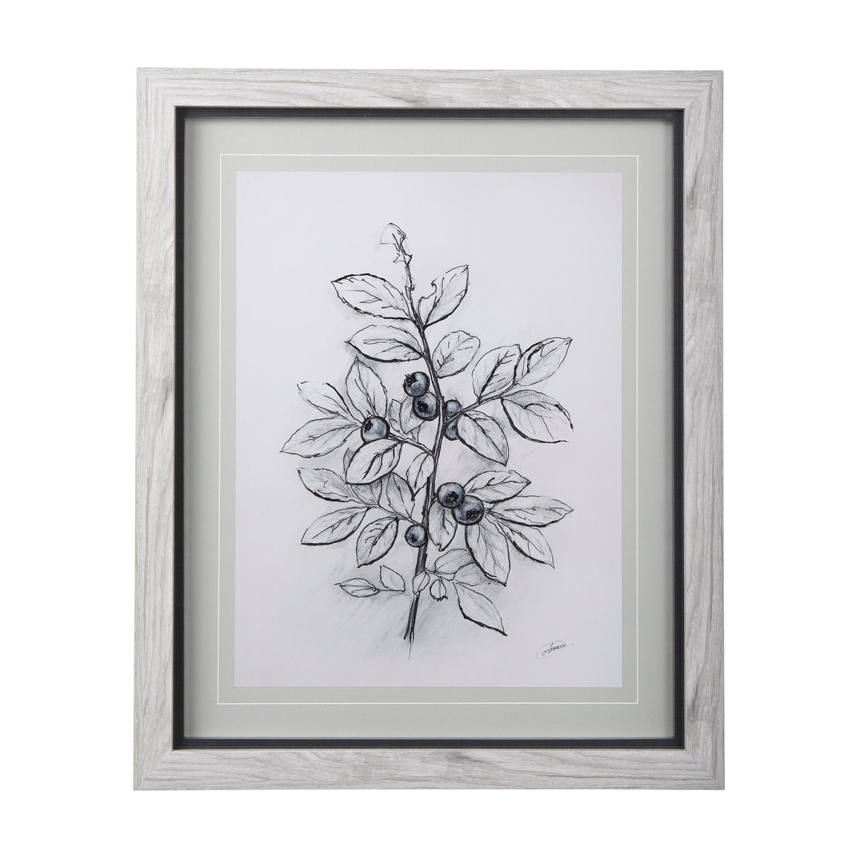 WildBerry Collection Blueberry by Mercana Studio Hand Embellished Framed Art Print Matted under Glas by Mercana at Eve Furniture