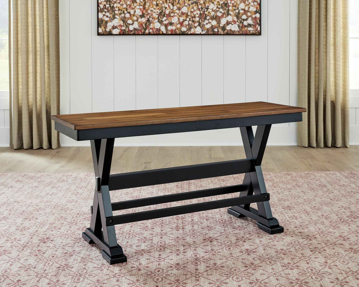 Wildenauer Brown/Black 48" Counter Height Bench by Ashley at Eve Furniture
