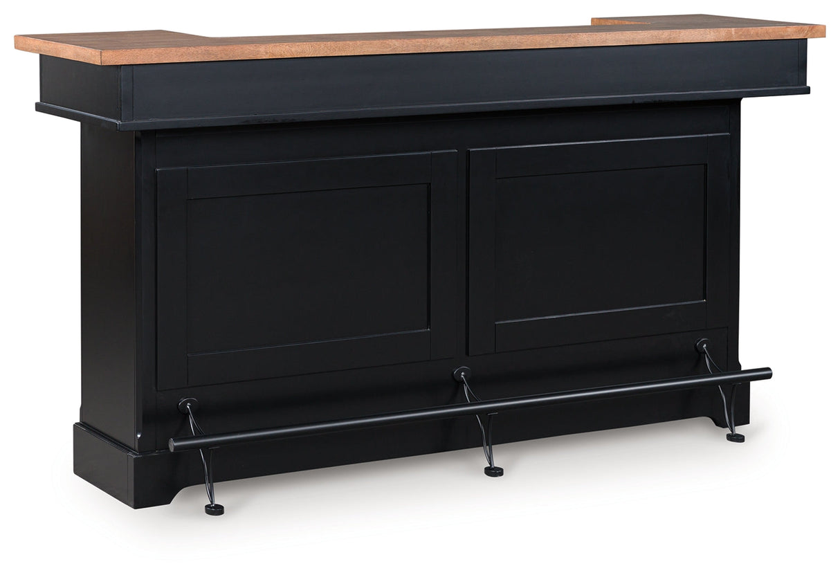 Wildenauer Brown/Black 78" Bar by Ashley at Eve Furniture
