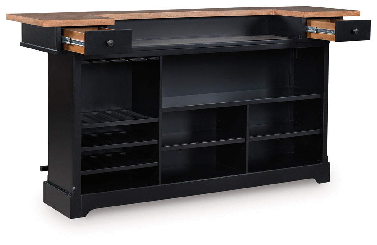 Wildenauer Brown/Black 78" Bar by Ashley at Eve Furniture