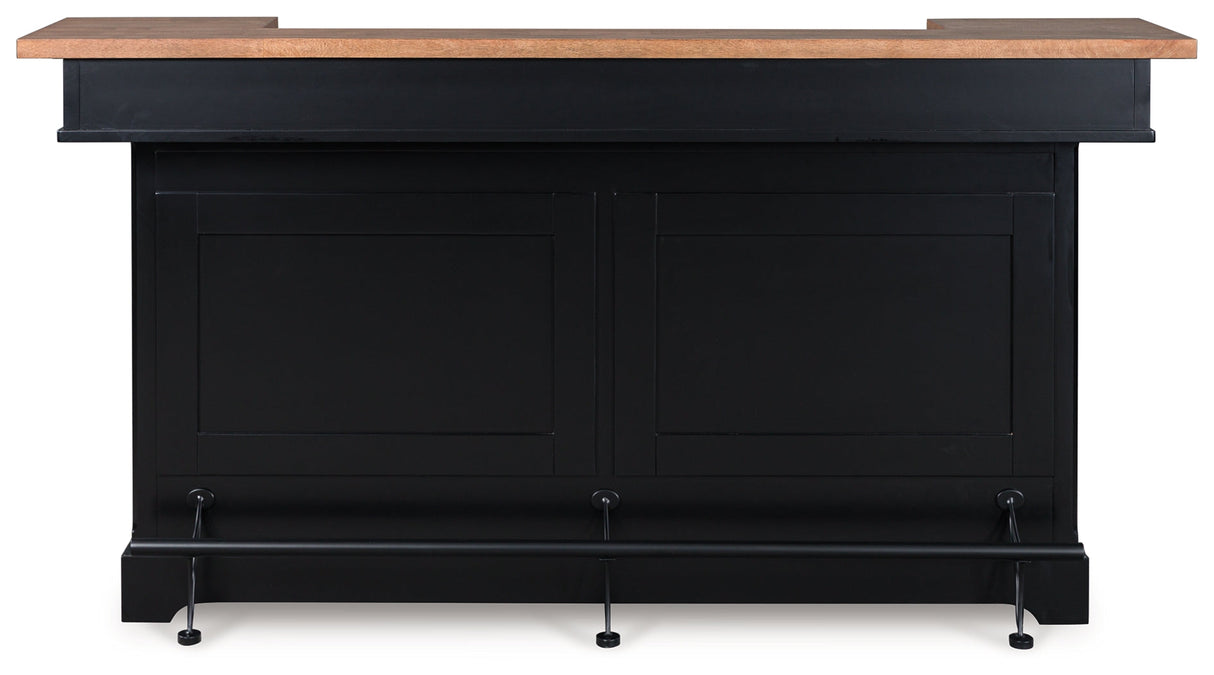 Wildenauer Brown/Black 78" Bar by Ashley at Eve Furniture