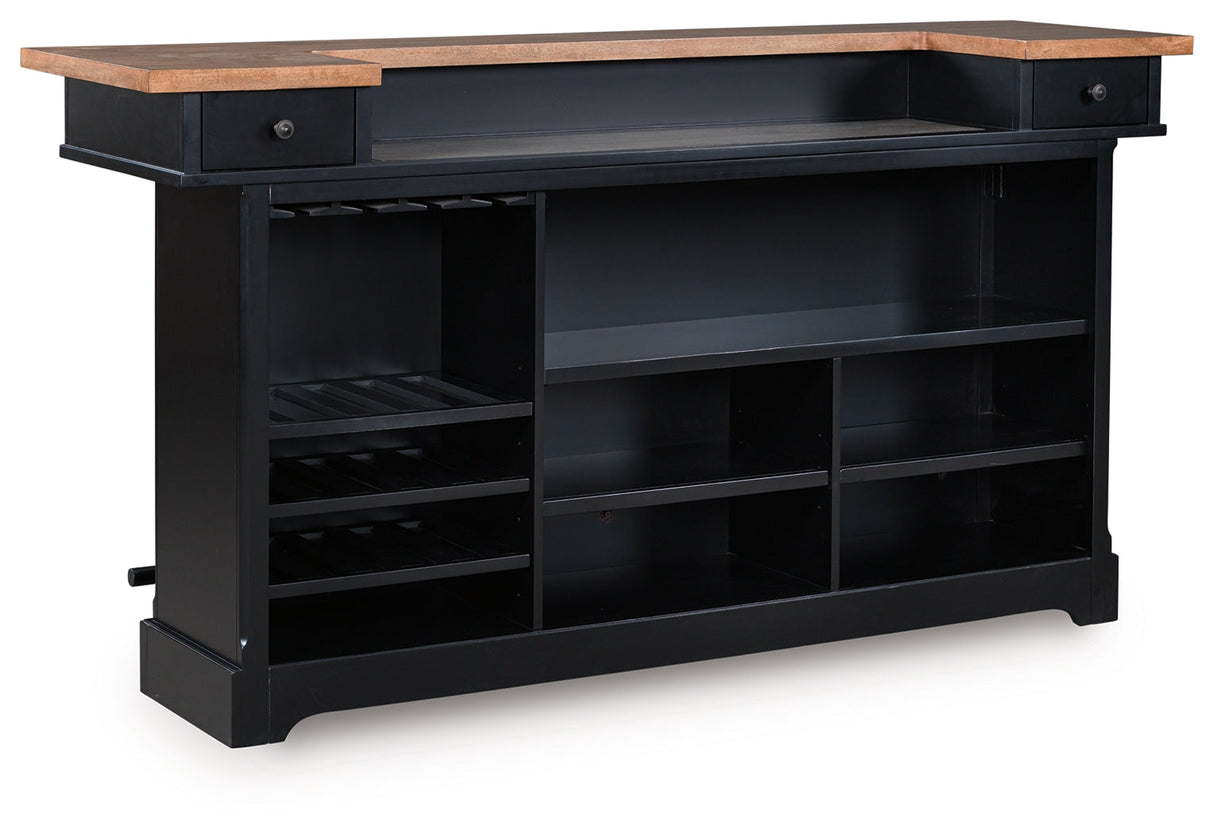 Wildenauer Brown/Black 78" Bar by Ashley at Eve Furniture