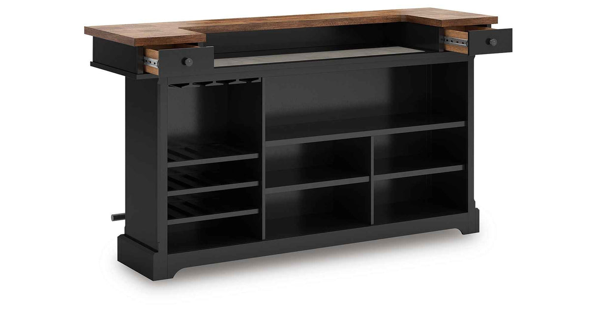 Wildenauer Brown/Black Bar Table and 2 Barstools by Ashley at Eve Furniture